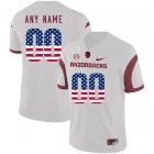 Custom Arkansas Razorbacks white college football Limited Jersey 01