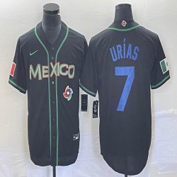 2023 World Cup Mexico #7 Julio Urias black majestic baseball jerseys 147