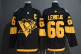 Adidas Pittsburgh Penguins #66 M.Lemieux black nhl hockey Jersey -WL