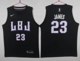 Nike Los Angeles Lakers #23 LeBron James black basketball jersey -LT