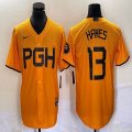 Nike Pittsburgh Pirates #13 Ke'Bryan Hayes gold majestic baseball jerseys city version-BD 04