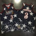 Philadelphia 76ers #3 Allen Iverson black star throwback nba jersey