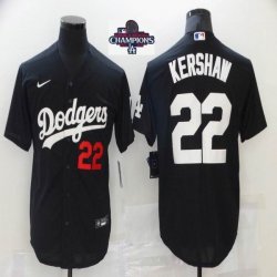 2024 World Series Champions Los Angeles Dodgers #22 Clayton Kershaw black majestic baseball jerseys-BD