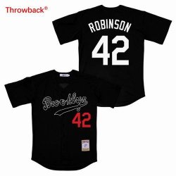 Los Angeles Dodgers #42 Jackie Robinson black throwback majestic baseball jersey-SG