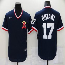 Nike Los Angeles Angels #17 Shohei Ohtani dark blue thrwoback majestic baseball jersey-BD