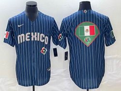 2023 World Cup Mexico blank blue majestic baseball jerseys-BD 15