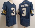 Notre Dame Fighting Irish #3 Joe Montana blue college football jerseys-XST 01