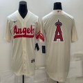 Nike Los Angeles Angels blank beige majestic baseball jerseys-BD 03