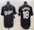 Nike Los Angeles Dodgers #18 Yoshinobu Yamamoto black majestic baseball jerseys 03