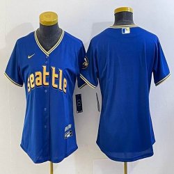 Women Nike Seattle Mariners blank blue majestic mlb jersey city version-BD