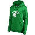 Women's Miami Heat Fanatics Branded Kelly Green St. Patrick's Day White Logo Pullover Hoodie