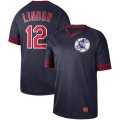 Nike Cleveland Indians #12 Francisco Lindor dark blue throwback baseball jerseys