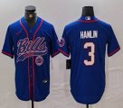 Nike Buffalo Bills #3 Damar Hamlin blue baseball jersey Joint Name