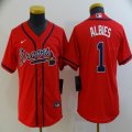 Youth Nike Atlanta Braves #1 Ozzie Albies red majestic baseball Jersey