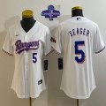 Women 2023 Champions Nike Texas Rangers #5 Seager white majestic baseball jerseys 02