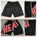 Miami Heat black nba basketball shorts with pocket-XD