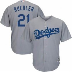 Los Angeles Dodgers #21 Walker Buehler gray majestic baseball jersey