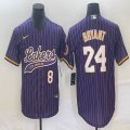 Nike Los Angeless Lakers #8 and #24 Kobe Bryant purple baseball jerseys Joint name-BD