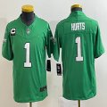 Youth Nike Eagles #1 Jalen Hurts green throwback Color Rush Limited Jersey C pastch-BD