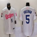 Nike Los Angeles Dodgers #5 Freddie Freeman white pink majestic baseball jerseys Joint Name