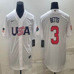 2023 World Cup #3 Mookie Betts white USA majestic baseball jerseys 10