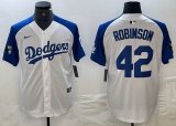 Nike Los Angeles Dodgers#42 Jackie Robinson white blue basketball baseball Jerseys 04