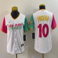 Youth Nike San Diego Padres #10 Jurickson Profar white red green majestic baseball jersey 01