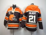 Cleveland Browns #21 Justin Gilbert orange brown nfl Hooded Sweatshirt