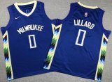 Youth Nike Milwaukee Bucks #0 Damian Lillard blue nba basketball Jerseys -XD