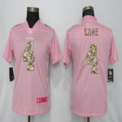 Women Nike Oakland Raiders 4 Carr Pink Color Rush Limited Jersey