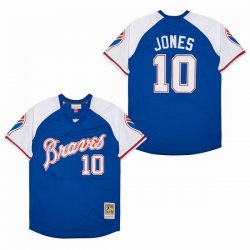 Atlanta Braves #10 Chipper Jones blue throwback MLB Jerseys-SG