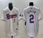 Nike Texas Rangers #2 Marcus Semien white majestic baseball jerseys Champion patch-BD 03