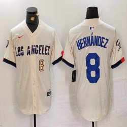 Nike Los Angeles Dodgers #8 Enrique Hernandez beige fashion MLB baseball Jersey 01