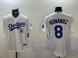 Nike Los Angeles Dodgers #8 Enrique Hernandez white majestic baseball jerseys 02