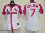 MLB St.Louis Cardinals 7 Holliday Womens Pink Splash Fashion Jersey