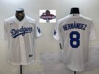 2024 World Series Champions Nike Los Angeles Dodgers #8 Enrique Hernandez white majestic baseball jerseys 01