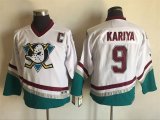 Youth Anaheim Ducks #9 Paul Kariya white ice Hockey Jersey