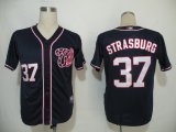 MLB Jerseys Washington Nationals 37 Strasburg Dark Blue