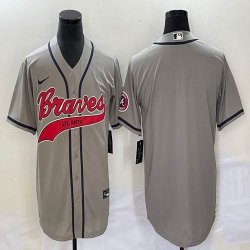 Nike Atlanta Braves blank gray majestic baseball MLB Jerseys Joint name -BD 01