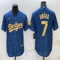 Nike Los Angeles Dodgers #7 Julio Urias blue gold majestic baseball jersey rainbow version-BD