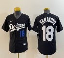 Youth Nike Los Angeles Dodgers #18 Yoshinobu Yamamoto black majestic baseball jerseys 02