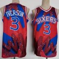 Philadelphia 76ers 3# Allen Iverson red blue throwback NBA Jersey-CY