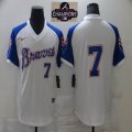 Nike Atlanta Braves #7 Dansby Swanson white majestic Mlb baseball Jersey-BD