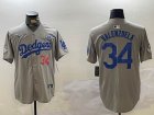 Nike Los Angeles Dodgers #34 Fernando Valenzuela gray majestic baseball Jerseys -BD 04