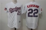 Los Angeles Dodgers #22 Clayton Kershaw white Flexbase Authentic Collection Jersey Star font