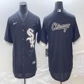 Nike Chicago White Sox blank black majestic baseball jersey big logo 08