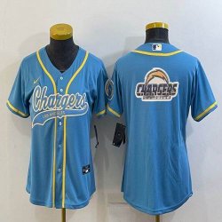 Women Nike Chargers blank skyblue baseball jerseys Joint name-BD 01