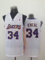 Los Angeles Lakers 34# Shaquille O'Neal white nba Jersey