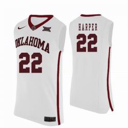 Custom Oklahoma Sooners #22 Daniel Harper College Basketball Jersey - white