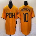 Nike Pittsburgh Pirates #10 Bryan Reynolds gold majestic baseball jerseys city version-BD 04